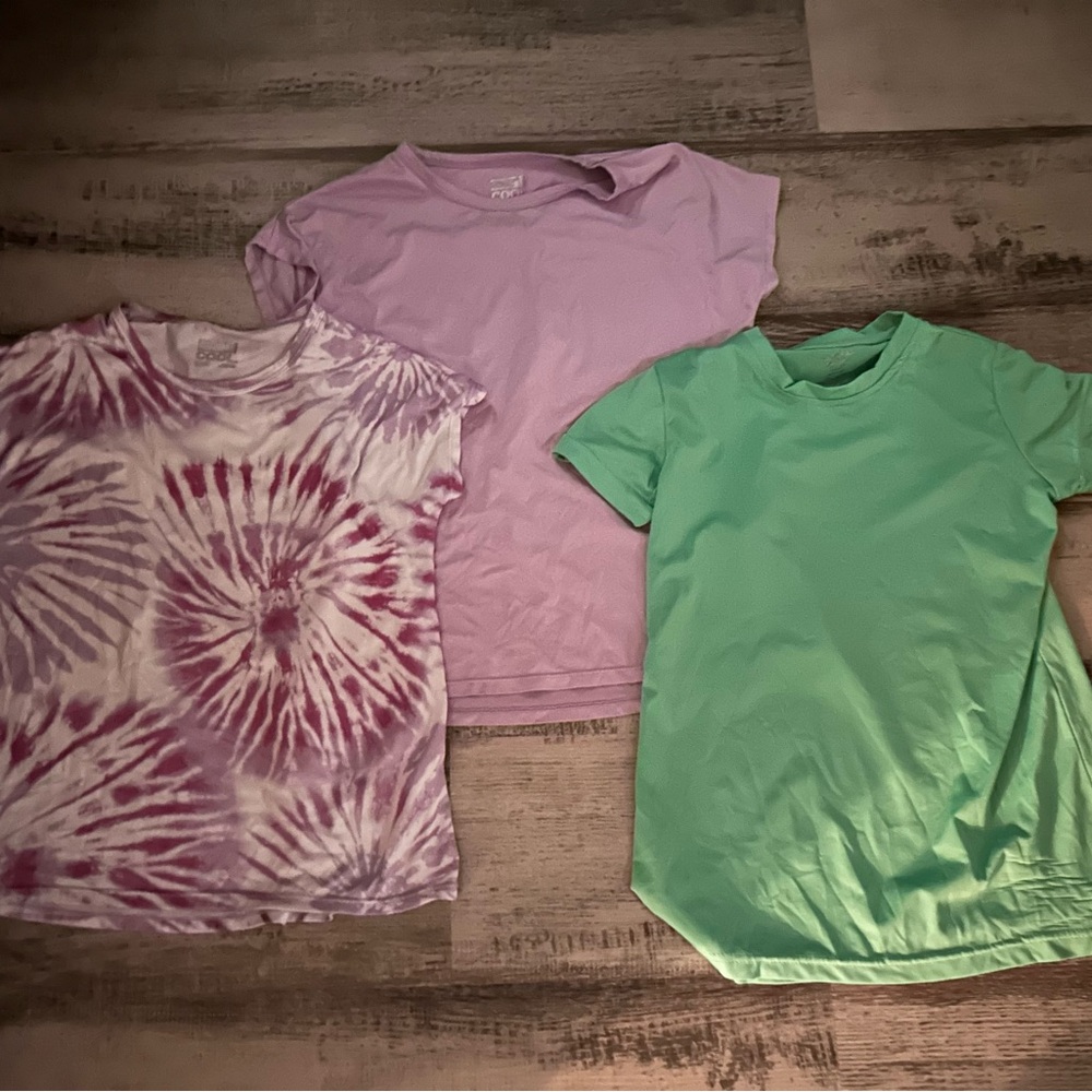 32 Degrees Kids Tie-Dye and Solid Tees Set - Purple, Green, and White